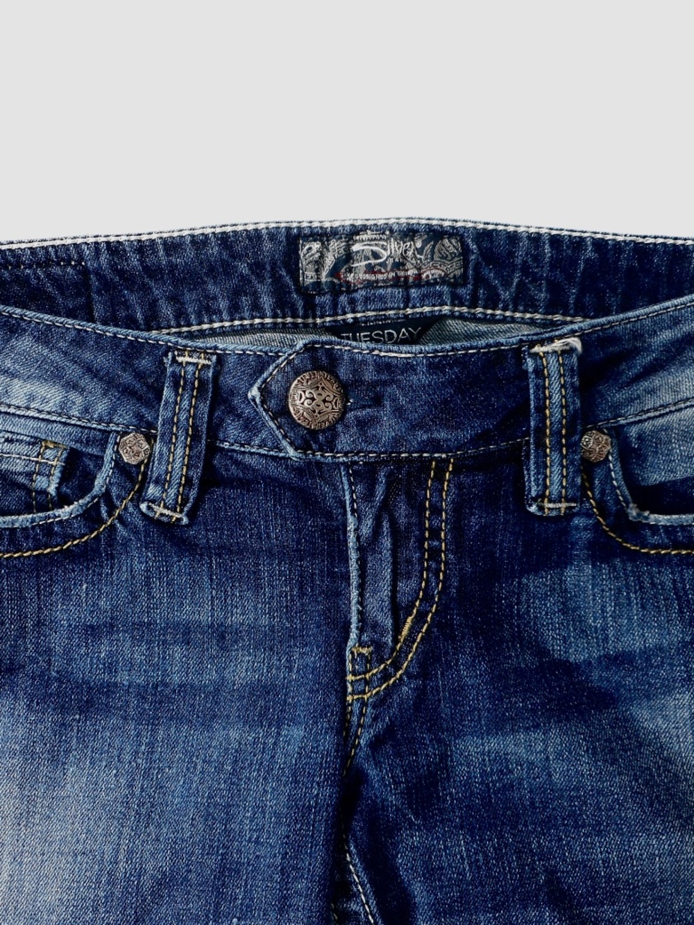 Silver Jeans Tuesday 28 Bootcut Denim Blue Jean Low Rise 28x30 5-Pocket Tab - Picture 3 of 16